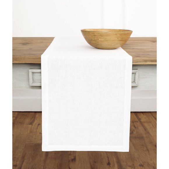 Tapete de mesa Solino Home Linen, color blanco, 274 cm de largo, 100% lino