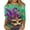 Cyan_BA27, variant on Mardi Gras Shirts for Women Carnival Crewneck Tunic 3/4 Sleeve Tops Mask Print Tees Tshirt 2026 Spring Loose Fit Blouse Gold 2XL