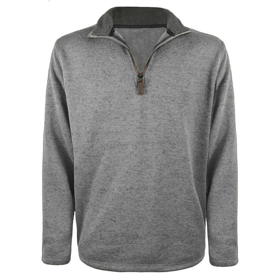 Victory Outfitters Men's Heather 1/4 Zip Knit Sweater w/Sherpa Lined Collar - Grey - 3XL