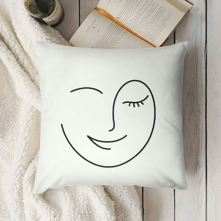 Throw Pillow Cover Wink Face Decorative Pillow Covers Black Lash