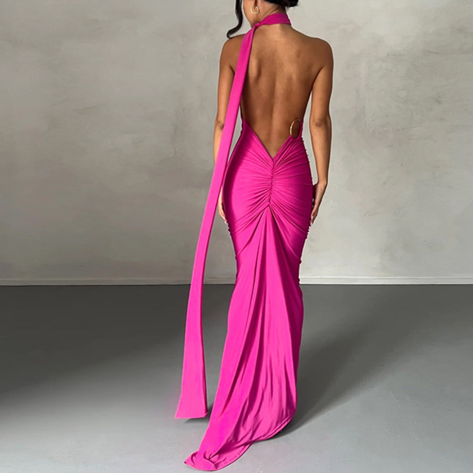 strapless open back dress Dream Crush Lace-Up Back Side Split Midi Dress Hot Pink– Selfie Leslie main image 0