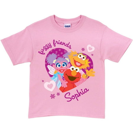 Personalized Sesame Street Fuzzy Friends Light Pink Toddler T-Shirt
