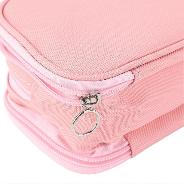 Large Capacity Pencil Bag Multipurpose Canvas Pencil Case Portable Zipper Pencil Bag for Students School Travel Pink