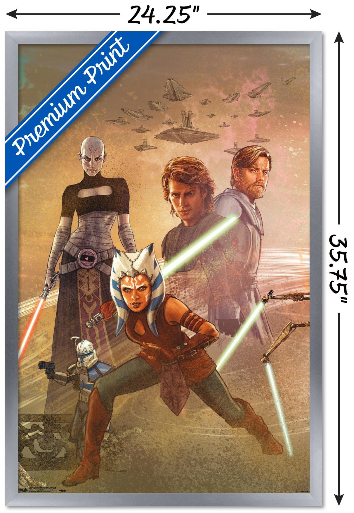 Star Wars: The Clone Wars - Celebration Mural Wall Poster, 22.375" x 34", Framed