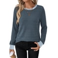 thumbnail image 4 of WIHOLL Long Sleeve Shirts for Women Fall Sweaters Fashion Color Block Crew Neck Pullover Tops 2026 Winter Lightweight Women's Sweaters, 4 of 11