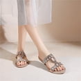 thumbnail image 2 of NOKIO Ladies Party Sandals Spring And Summer 2024 Sandals Round Head Flat Sandals Women's Rhinestone Large Size Sandals Party Shoes, 2 of 8