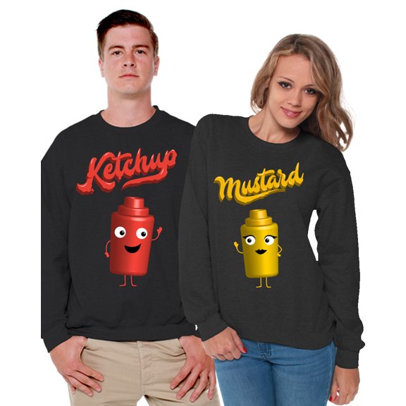 Awkward Styles Ketchup Mustard Couple Sweatshirts Funny Gifts for Boyfriend Valentine's Day Collection Couple Sweaters Cute Matching Sweatshirts Gifts for Girlfriend Matching Outfit Valentines Sweater