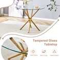 thumbnail image 5 of Sumdeal 5-Piece Round Glass Dining Set, 36.6 in Table, 4 PU High-Back Chairs, Light Gray, 5 of 9