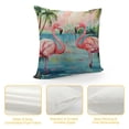 thumbnail image 4 of Summer Flamingo Pillow Cover Lush Palm Landscape with Pink Birds, Watercolor Style Cushion Case for Home Decor, 4 of 5