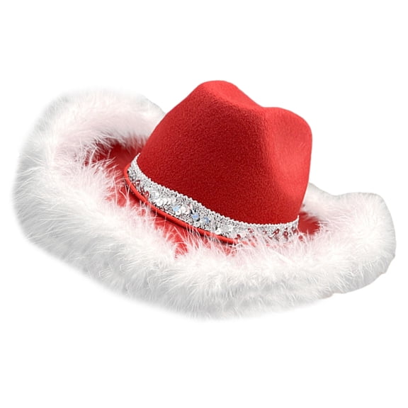 JZROCKER Trim Christmas Hat Glittering Belt Fedoras Hat Festival Props Santa Hat