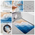thumbnail image 6 of Blue Geometric Beach Bath Mat 3 Piece Bathroom Rug Set, Ombre Waves Moire Abstract Art Non Slip Bath Rug Contour Mat and Toilet Lid Cover, Absorbent Shower Mats Soft Bath Rugs and Mats Sets, 6 of 8