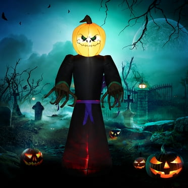 HOMCOM 7' Halloween Inflatable Decoration Reaper Ghost Pumpkin