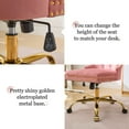 thumbnail image 4 of PAPROOS Vanity Chair, Swivel Home Office Chair, Ergonomic Home Desk Chair with Golden Metal Base, Adjustable Height, Velvet Upholstered Tufted Button Task Chair, Pink, 4 of 10