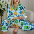 thumbnail image 4 of Goofa Cartoon Monster Printed Women’s 2 Piece Pajama Set Super,Pajamas Women's Long Sleeve Sleepwear Soft Button Down Loungewear Pjs Lounge Set Nightwear-XX-Large, 4 of 9