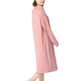 thumbnail image 4 of Defitshape Women's Plus Size Nightgown Cotton Long Sleeve Sleepwear Pajama Night Dress Soft Comfy Knee Length Pleated Stretchy Sleep Gown Pink 1X, 4 of 5