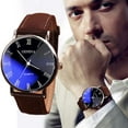 thumbnail image 3 of Fsqjgq Classic Dress Watches for Men Colorful Blue Dial Leather Strap Quartz Wrist Watch A, 3 of 4