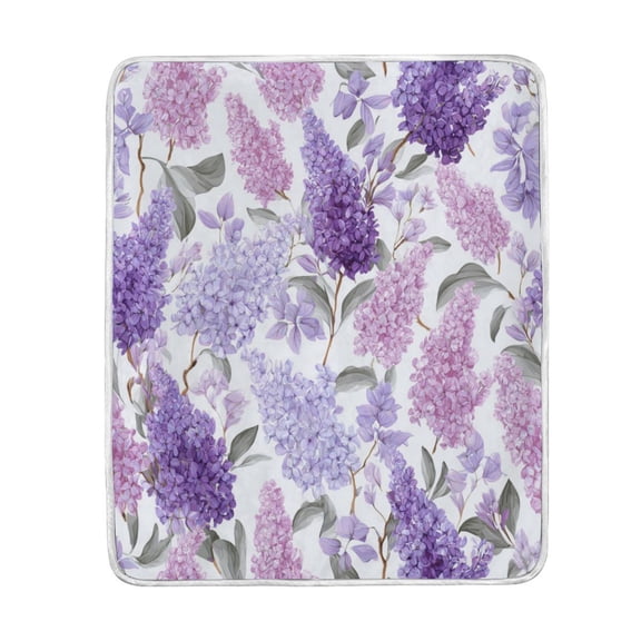 Wobogo Lavender Flannel Fleece Bed Blanket as Bedspread Coverlet Sofa blankets (80x60in) Soft Lightweight Warm and Cozy