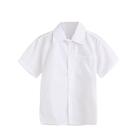 Little Girls' Button Down Shirts White Button Up Shirt Boys Formal Outfit Boys Uniform Shirt 5-6 Years