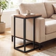 thumbnail image 2 of Gymax 2 Pcs Table d'Appoint en Forme de C avec Patins de Pieds Ajustables Petite Table à Collation pour Chambre Brun Rustique, 2 of 10