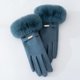 thumbnail image 1 of Guantes de invierno para mujer con forro polar grueso, lindos, a prueba de viento, de felpa de terciopelo, guantes de piel de conejo para montar y conducir, cálidos con pantalla táctil, 1 of 5