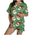 thumbnail image 6 of Tnhcen Women's Christmas Pajamas Set 2-Piece Holiday Pajama Shorts Set Christmas Pajamas Soft Sleepwear Short Sleeve Pajama Set with Collar Homewear Set, 6 of 9
