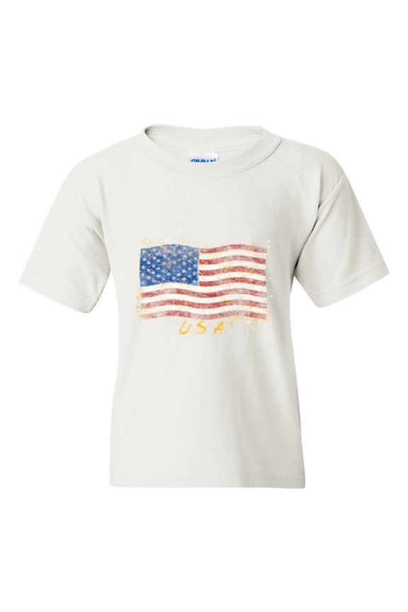 - Big Girls T-Shirts and Tank Tops, up to Big Girls Size 24 - American Flag USA in Gold