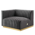 thumbnail image 4 of Modular Loveseat Sofa Couch, Grey Gray Gold, Velvet, French Living Lounge Cafe Lobby Hospitality Restaurant, Modern Contemporary Boutique HB34160, 4 of 11
