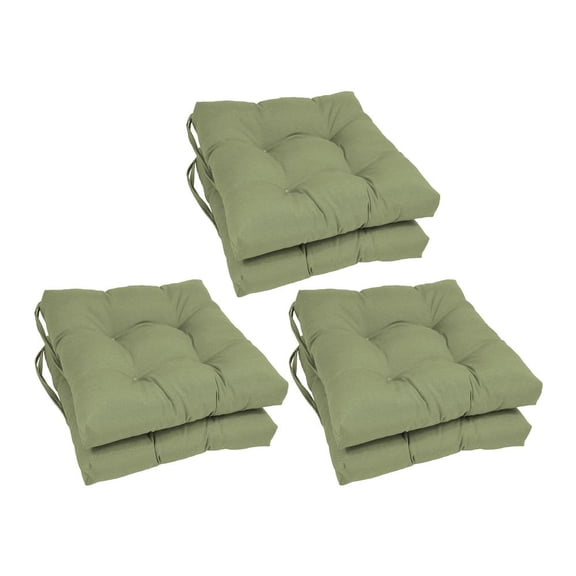 Blazing Needles 916X16SQ-T-6CH-TW-SG 16 in. Solid Twill Square Tufted Chair Cushions, Sage - Set of 6