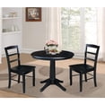 thumbnail image 3 of 36" Round Top Dining Table with 12" Leaf and 2 Madrid Chairs - Black - 3 Piece Set, 3 of 3