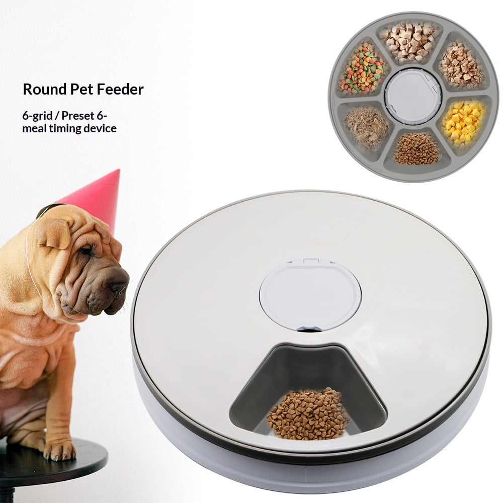 Automatic 6 Bowl Digital Timer-Controlled Pet Feeder - for Cats and Small Dogs, Wet or Dry Food  Battery Operated, BPA-Free