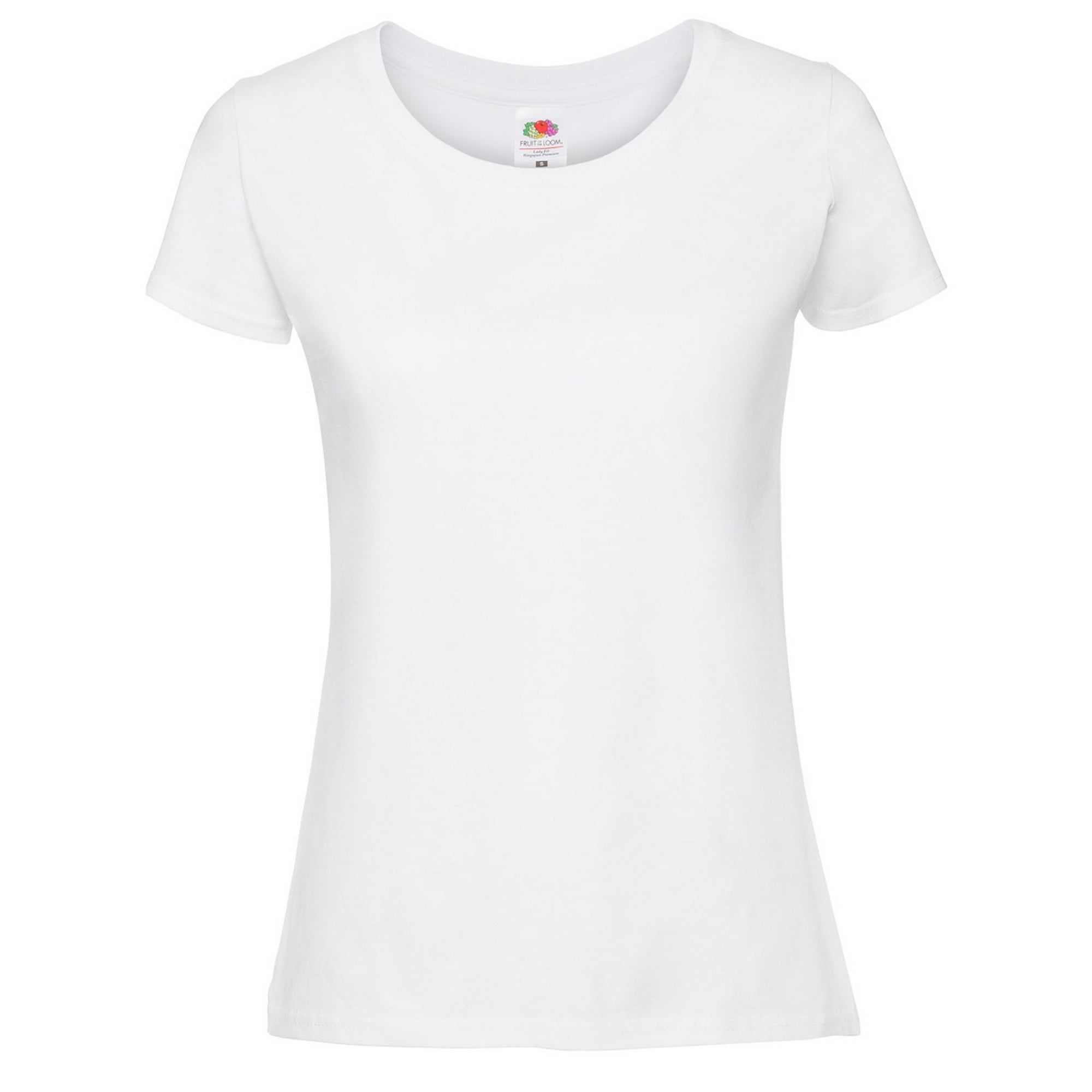 Women's Ringspun Premium T-Shirt Fruit of The Loom Lady-Fit Plain top 8-18 