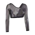 thumbnail image 3 of Women Both Side Wear Sheer Plus Size Seamless Arm Shaper Crop Top Shirt Blouses, 3 of 6