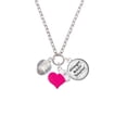 thumbnail image 2 of Delight Jewelry 12mm Clear Roller Spinner with Silvertone Lining Glass Spinner - Hot Pink Heart Nurse Strong Zoe Necklace, 2 of 4