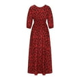 thumbnail image 4 of Plus Size Maxi Dress for Women Sexy Deep V Neck 3/4 Sleeve Boho Print Long Dress Wedding Party Casual Dress, 4 of 5