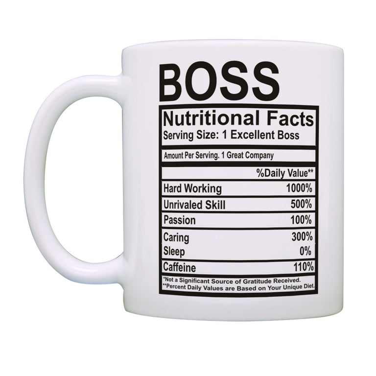 ThisWear Birthday Gifts for Boss Nutritional Facts Coffee Mug for Boss 11  ounce 2 Pack Coffee Mugs 