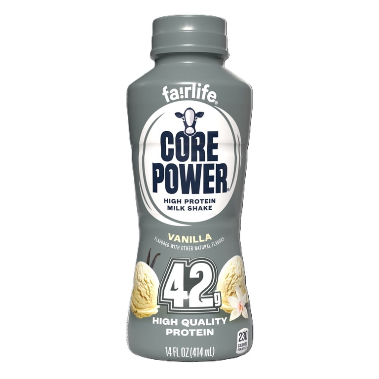 4 pack) Core Power High Protein Shake, Vanilla, 42g Bottle, 14 fl