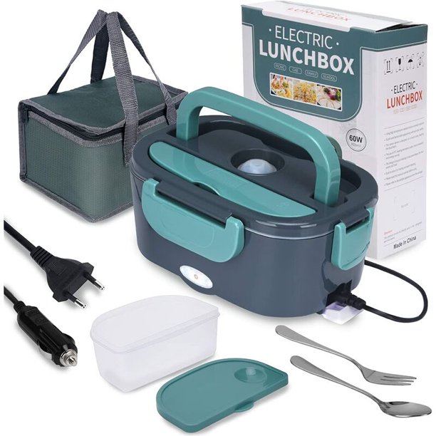 Calentador de lonchera, 3 en 1 Calentador de comida (12 V/24 V/220 V), Calentador de lonchera portátil de 1,5 l, Lonchera calentada de 60 W para coche, camión, hogar o camping (60 W) Kuyhfg Bienvenido a Kuyhfg