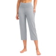 thumbnail image 3 of Capri Pants for Women High Waist Cropped Yoga Pants Straight Leg Athletic Workout Leggings with Pockets Light Gray M, 3 of 6