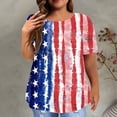 thumbnail image 2 of Levmjia Women's Plus Size T-Shirt, Patriotic American Flag Fireworks Print Short Sleeve Crewneck Top, Casual USA Summer Independence Day Graphic Tee for Ladies, 2 of 6