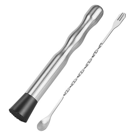 

Muddler for Cocktails Bar Spoon - 2PCS 9 Muddler and 10” Bar Spoon Cocktail Mixing Spoon Stainless Steel Cocktail Muddler Long Drink Stirrer Bartender Spoon Cocktail Gifts for Mojitos Drinks