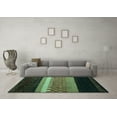 thumbnail image 3 of Ahgly Company Machine Washable Indoor Round Abstract Turquoise Blue Modern Area Rugs, 6' Round, 3 of 4