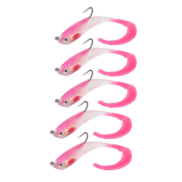 5 señuelos artificiales de pesca, cebos blandos, aparejos de pesca de lubina con anzuelo SO050-3