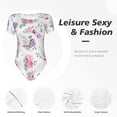 thumbnail image 6 of Daiia Rose Flower B print Women's Crew Neck Short Sleeve Bodysuit Fashion Tops Fit Casual Basic Extender Bodysuit-XX-Large, 6 of 9