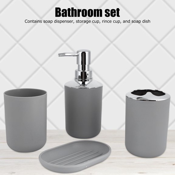 Juegos De Baño Para Baño, Juego De 4 Piezas Kit De Baño Acesorio Salporte Para Cepillo De Dientes Juego De Cepillo De Dientes De Plástico Biberadora De Botella De Enjuague
