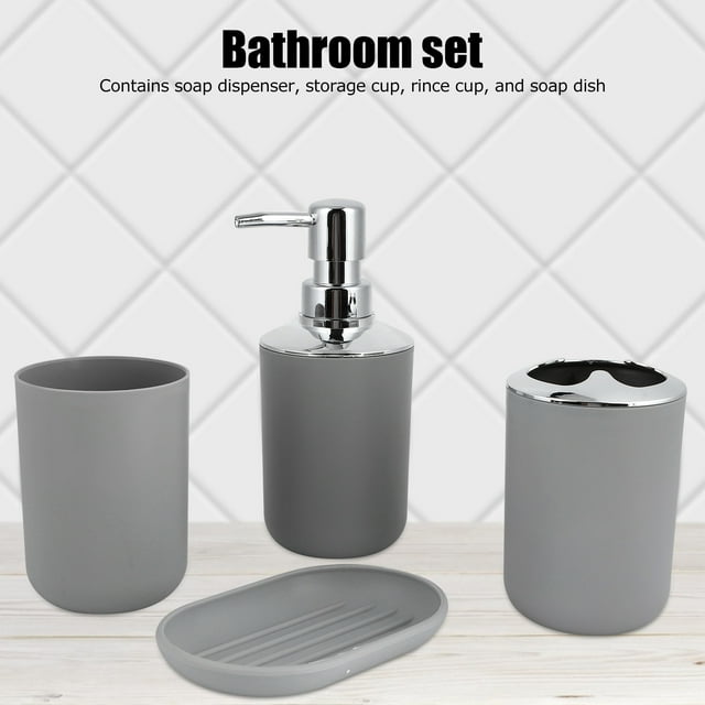 Juegos De Baño Para Baño, Juego De 4 Piezas Kit De Baño Acesorio Salporte Para Cepillo De Dientes Juego De Cepillo De Dientes De Plástico Biberadora De Botella De Enjuague