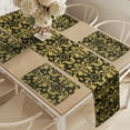 thumbnail image 2 of Ambesonne Damask Table Runner & Placemats, Antique Foliage Motifs, Placemat 4 pcs + Runner 12"x72", Black Earth Yellow, 2 of 2