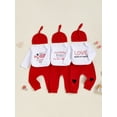 thumbnail image 3 of Hirigin Baby Boy My First Valentine's Day Outfits Long Sleeve Romper Bodysuit Top Pants Hat 3 Piece Clothes Set, 3 of 9