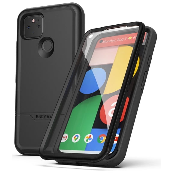 Encased RebelShield Designed for Pixel 5a 5G Case with Screen Protector, Heavy Duty Full Body Protective Cover with Build-in Screen Guard for Google Pixel 5a 5G - Black