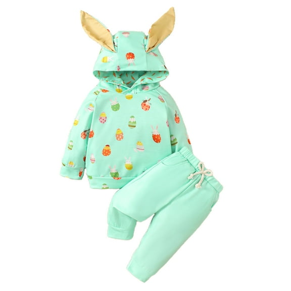 Toddler Baby Boys Girls Easter Outfit Hoodie Sweatshirt Bunny Top Carrot Rabbit Pants Sets Spring Summer Clothes