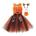 thumbnail image 3 of 3PCS Pumpkin Halloween Dresses Kids Girls Princess Birthday Party Dress up Outfit with Headband Bags Set 4T, 3 of 6